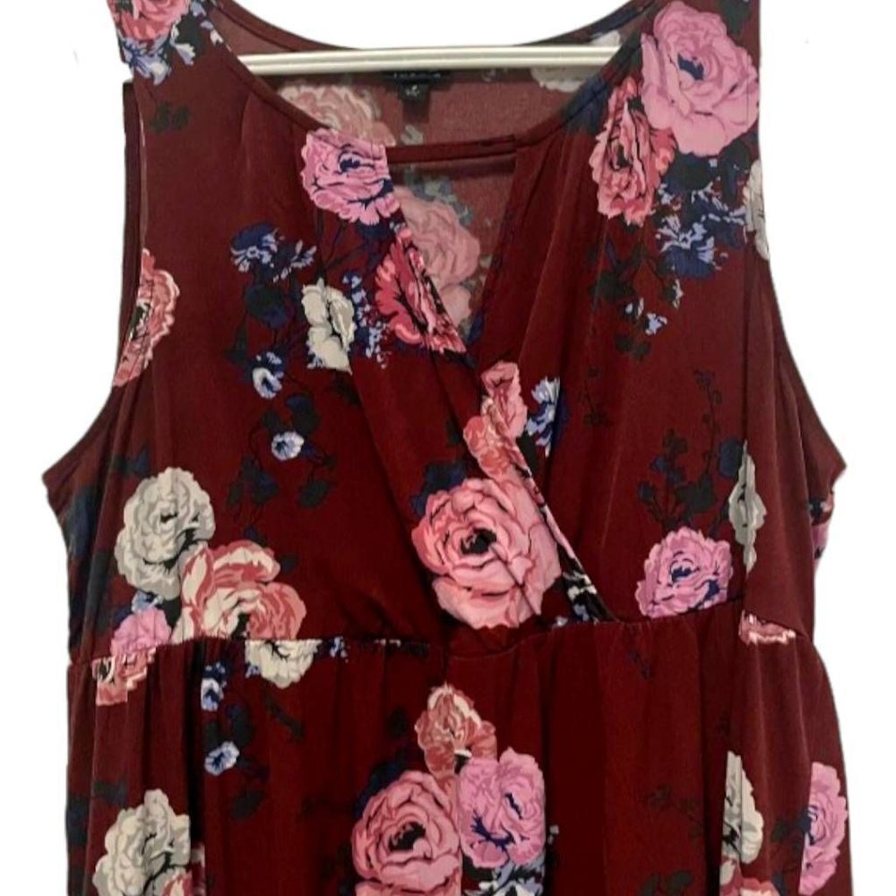 Torrid 3X Burgundy Floral Keyhole Babydoll Tank Top NWOT - Picture 4 of 11